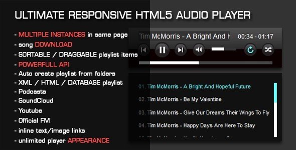HTML5 Audio Player with Playlist v3.35