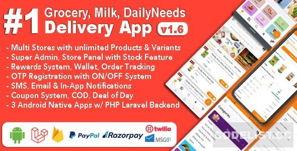 Grocery and Vegetable Delivery Android App with Admin Panel v1.6.4 - Multi-Store with 3 Apps - nulled