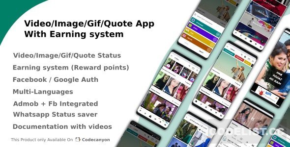 Video/Image/Gif/Quote App With Earning system (Reward points) v3.4