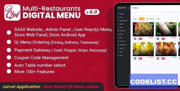 CHEF v6.0 - SaaS - Contactless Multi-restaurant QR Menu Maker