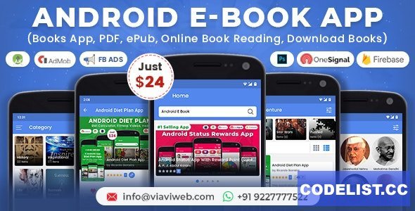 Android EBook App v10.0 (Books App, PDF, ePub, Online Book Reading, Download Books)