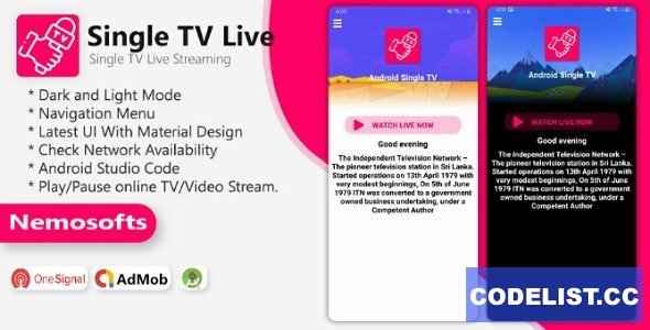 Android TV Channel - Single TV Live Streaming App 1 February 2021