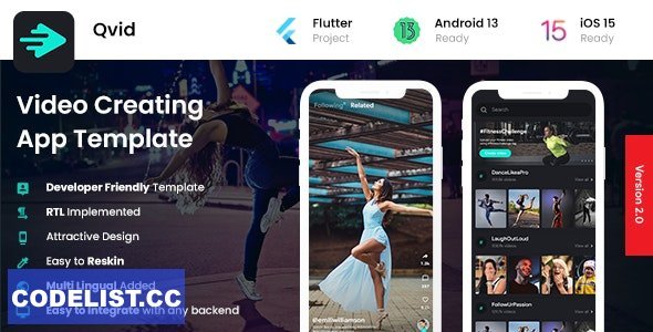 Qvid v3.0.0 - 2 App Template - Video Creating App Short Video App