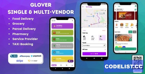 Glover v1.5.7- Grocery, Food, Pharmacy Courier & Service Provider + Backend + Driver & Vendor app - nulled