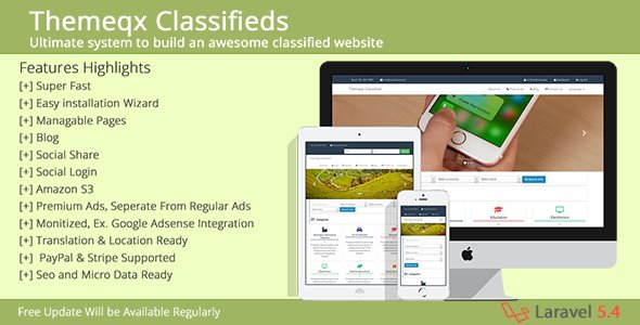 Themeqx v3.2 - Advanced PhP Laravel Classified ads cms