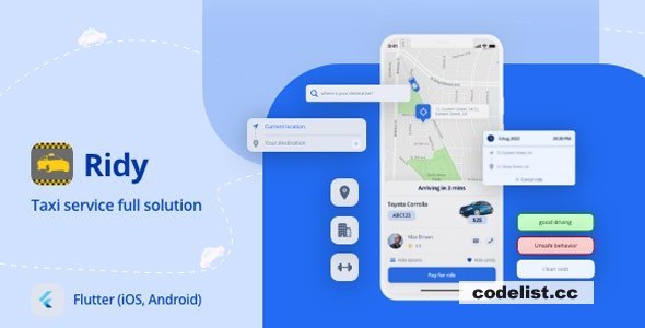 Ridy Flutter v2.3.3 - Full Taxi solution