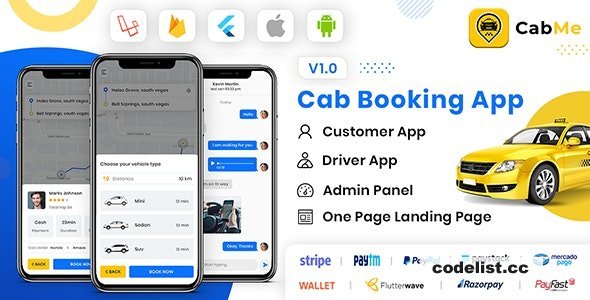 CabME v1.0 - Flutter Complete Taxi Booking Solution