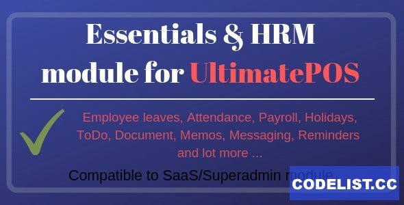 Essentials &amp; HRM (Human resource management) v3.0 - Module for UltimatePOS