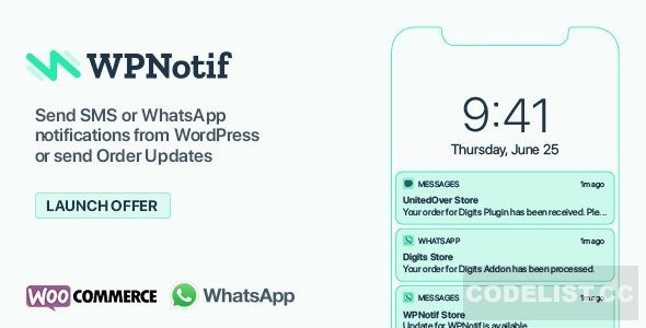 WPNotif v3.0.1.1 - WordPress SMS & WhatsApp Notifications
