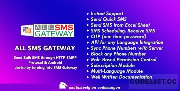 All SMS Gateway v2.1 - Send Bulk SMS through HTTP-SMPP Protocol & Android Phone by Turning into Gateway