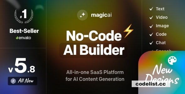 MagicAI v8.0 - OpenAI Content, Text, Image, Video, Chat, Voice, and Code Generator as SaaS - nulled