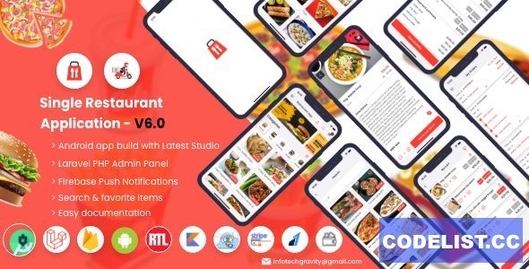 Single Restaurant v6.0 - Android User &amp; Delivery Boy Apps With Laravel Admin Panel
