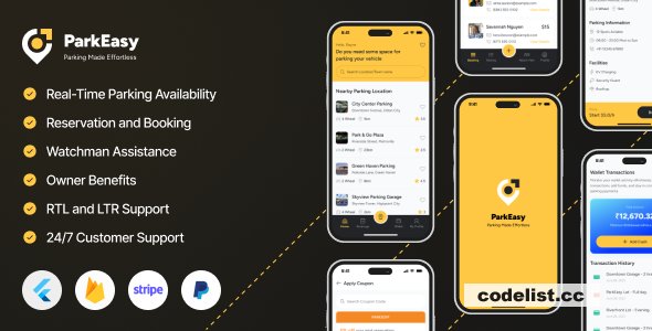 ParkEasy v1.0 - Flutter Complete Parking App - Parking spot Booking App with complete Soultion