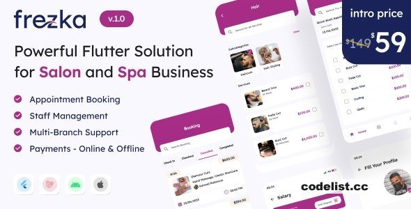 Frezka v3.1.0 - All-in-one Salon &amp; Spa Business Solution in Flutter + Laravel