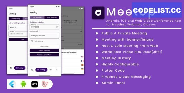 MeetUp v2.6.00 - Android, iOS and Web Video Conference App for Meeting, Webinar, Classes
