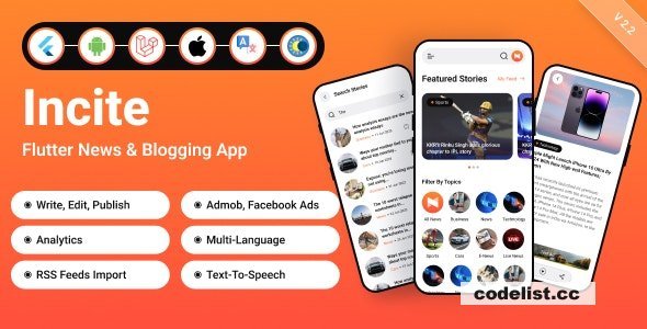 Incite v2.7.1 - Short News App & Web, Blog App with Laravel Admin Panel for Android & iOS