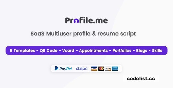 Profile.me v2.2 - Saas Multiuser Profile Resume &amp; Vcard Script