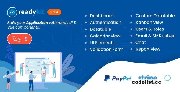 ReadyKit v2.4.0 - Admin & User Dashboard Templates (with functionality) for Laravel + Vue App Development