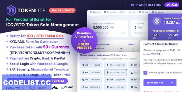 TokenLite v1.6.0 - ICO / STO Token Sale Management Dashboard - ICO Admin Script - nulled