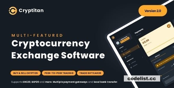 Cryptitan v2.3.1 - Crypto Multi-featured Exchange with ERC20 &amp; BEP20 Crypto Support - Giftcard Marketplace