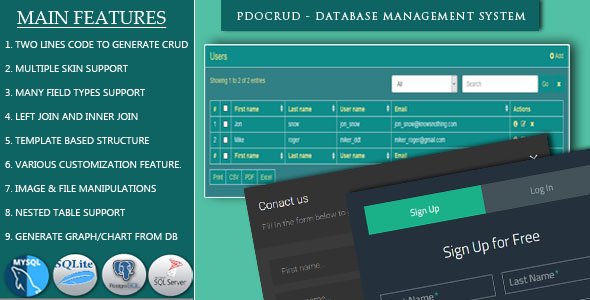 PDO Crud v4.8 – Advanced PHP CRUD application (Form Builder &amp; Database Management) - nulled