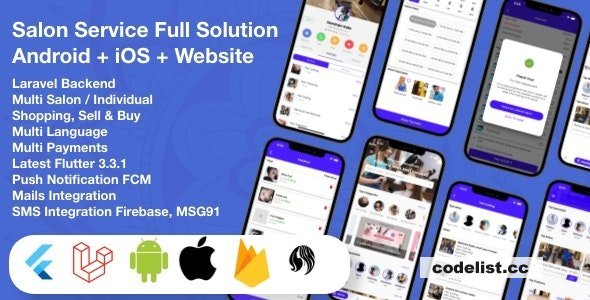 Multi Salon, Individual Appointments Booking System Full App Solution Flutter / Laravel / Angular v2.0