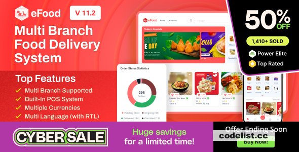 eFood v11.3 - Food Delivery App with Laravel Admin Panel + Delivery Man App - nulled