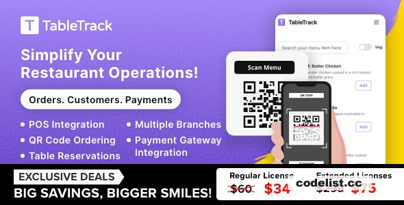 TableTrack v1.2.16 - The Complete SaaS Restaurant Management Solution - nulled