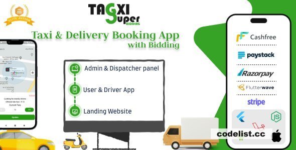 Tagxi Super Bidding v2.4 - Taxi + Goods Delivery Complete Solution With Bidding Option
