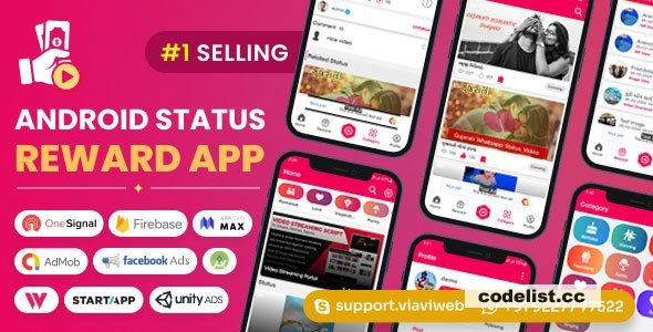 Android Status App With Reward Point (Lucky Wheel, Video, GIF, Quotes &amp; Image) v14.0  - nulled