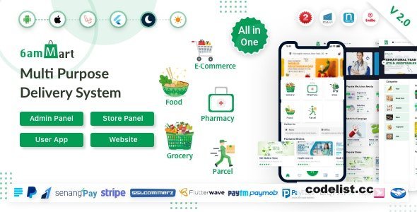 6amMart v2.5 - Multivendor Food, Grocery, eCommerce, Parcel, Pharmacy delivery app with Admin &amp; Website - nulled