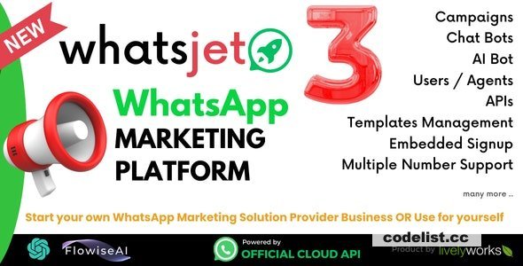 WhatsJet SaaS v3.0 - A WhatsApp Marketing Platform with Bulk Sending, Campaigns & Chat Bots - nulled