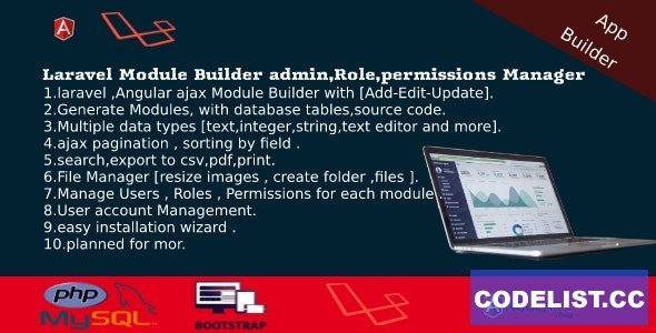 Dashboard Builder v4.0 - CRUD, Users, Roles, Permission, Files Manager, Invoices