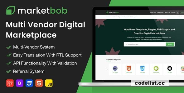 Marketbob v2.0 - Multi-Vendor Digital Marketplace - nulled