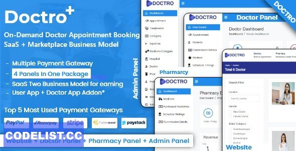 Doctro v5.2.0 - On-Demand Doctor Appointment Booking SaaS Marketplace Business Model - nulled