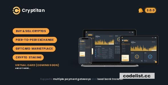 Cryptitan v3.0.0 - Multi-featured Crypto Software &amp; Digital Marketplace