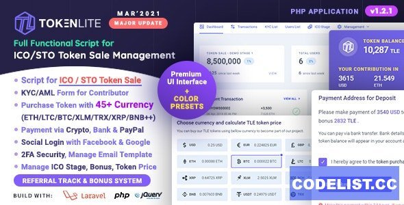 TokenLite v1.3.0 - ICO / STO Token Sale Management Dashboard - ICO Admin Script - nulled