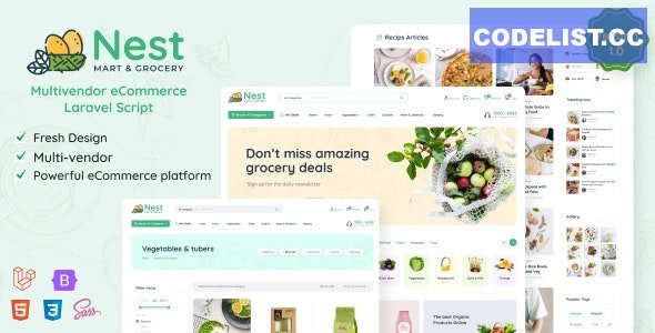 Nest v1.7.1 - Multivendor Organic &amp; Grocery Laravel eCommerce - nulled