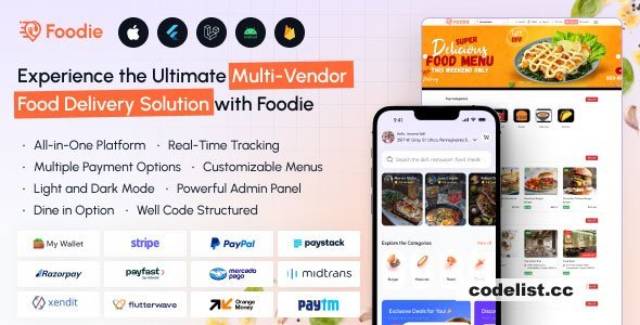 Foodie v7.3 - UberEats Clone - Food Delivery App - Multiple Restaurant Food Delivery Flutter App
