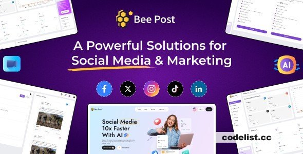 BeePost v1.1 - AI Social Media Management &amp; Content Creation SaaS with Subscription System - nulled