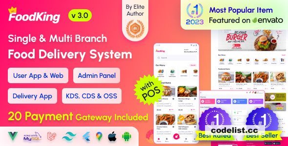 FoodKing v3.1 - Restaurant Food Delivery System with Admin Panel & Delivery Man App - Restaurant POS - nulled