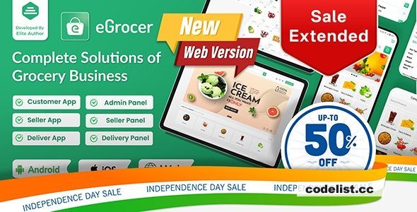 eGrocer v1.9.5 - Online Multi Vendor Grocery Store, eCommerce Marketplace Flutter Full App with Admin Panel - nulled