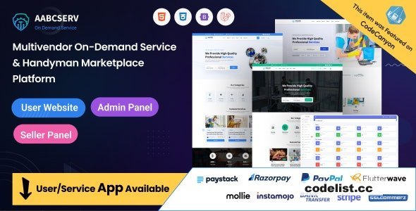 Aabcserv v1.3.0 - Multivendor On-Demand Service &amp; Handyman Marketplace Platform