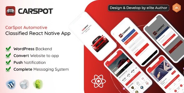CarSpot v1.5 - Dealership Classified React Native Android App + IOS