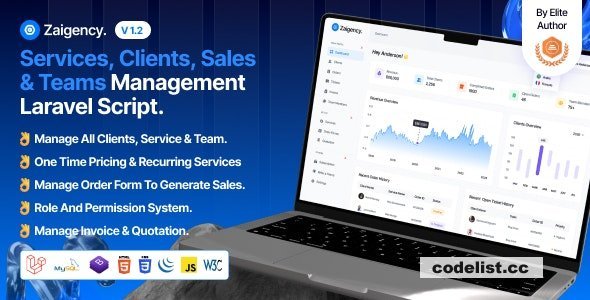 Zaigency v1.2 - Services, Clients, Sales &amp; Teams Management Laravel Script - nulled