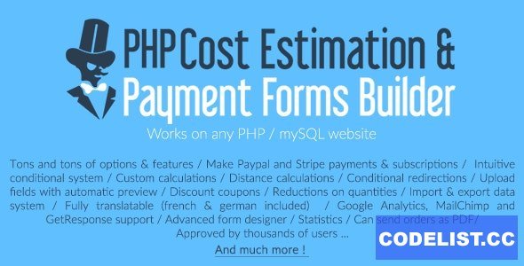 PHP Cost Estimation &amp; Payment Forms Builder (18 june 2020)