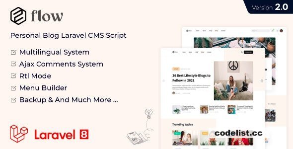 Flow v2.11 - Laravel Personal Multilingual Blog Script - nulled