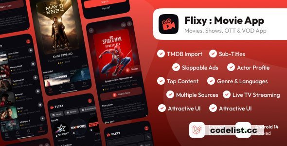 Flixy Movie App - Series,Live TV, Video Streaming App, Netflix Clone - 26 February 2025
