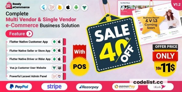 Ready ecommerce v3.3.0 - Complete Multi Vendor e-Commerce Mobile App, Customer Website with Store POS