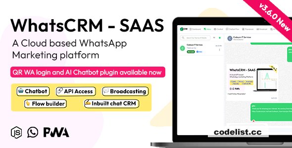 WhatsCRM v3.6.0 - Chatbot, Flow Builder, API Access, WhatsApp CRM SAAS System